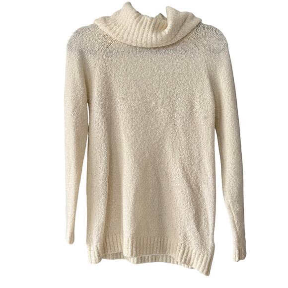 LL Bean Women’s Wool Blend Cream Thin Knit Turtleneck Long Sleeve Sweater Small - Picture 1 of 12